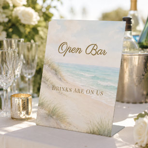 Strand kust bruiloft Open Bar Reclamebord Met Voetstuk