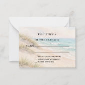 Strand kust bruiloft reactie RSVP Notitiekaartje (Voorkant)