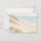 Strand kust bruiloft reactie RSVP Notitiekaartje (Achterkant)
