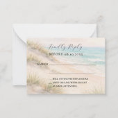 Strand kust bruiloft reactie RSVP Notitiekaartje (Voorkant)