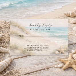 Strand kust bruiloft reactie RSVP Notitiekaartje