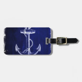 strand kust chic nautisch marineblauw anker bagagelabel (Voorkant horizontaal)