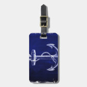 strand kust chic nautisch marineblauw anker bagagelabel (Voorkant verticaal)