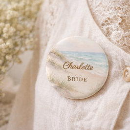 Strand Kust Elegante Meisjesuitje Naamkaartje Ronde Button 5,7 Cm