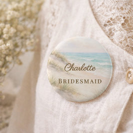 Strand Kust Elegante Trouw Bruidsmeisje Naambordje Ronde Button 5,7 Cm