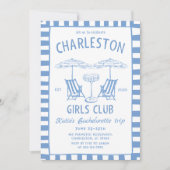 Strand Kust Handdraw Blauw vrijgezellenweekend Kaart (Voorkant)