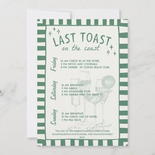 Strand Kust Handdraw Groene vrijgezellenweekend Kaart (Achterkant)