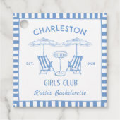 Strand Kust Handgetrokken Blauw vrijgezellenfeest Bedankjes Labels (Voorkant)