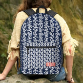 Strand Kust Marine Blauw Wit Koraal Shell Monogram Bedrukte Rugzak