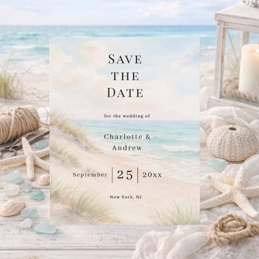 Strand kust moderne trouwkaart Save the Date