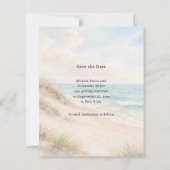 Strand kust moderne trouwkaart Save the Date (Achterkant)