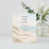Strand kust moderne trouwkaart Save the Date (Staand voorkant)