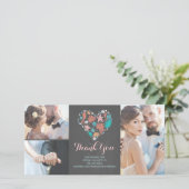 Strand Kust Nautisch Hart Trouwen Dank u Bedankkaart (Staand voorkant)