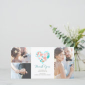 Strand Kust Nautisch Hart Trouwen Dank u Bedankkaart (Staand voorkant)