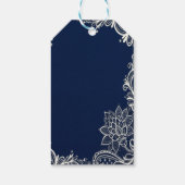 strand kust nautisch marineblauwe trouwdag cadeaulabel (Achterkant)