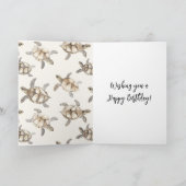 Strand Kust Oceaan Zeeschildpadden Verjaardag Kaart (Binnen)