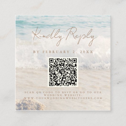 Strand Kust/Oceanside Huwelijksscan code RSVP Informatiekaartje (Voorkant)