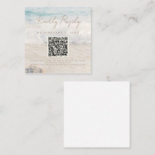 Strand Kust/Oceanside Huwelijksscan code RSVP Informatiekaartje (Voorkant / Achterkant)