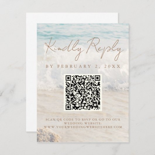 Strand Kust/Oceanside Huwelijksscan code RSVP Informatiekaartje (Voorkant / Achterkant)