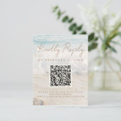 Strand Kust/Oceanside Huwelijksscan code RSVP Informatiekaartje (Staand voorkant)