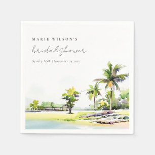 Strand Kust Palmboom Aquarel Bruidsdouche Servet