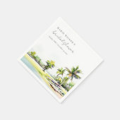 Strand Kust Palmboom Aquarel Bruidsdouche Servet (Hoek)