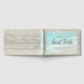 Strand kust roestige houten slingerlichten bruilof gastenboek (Volledig)
