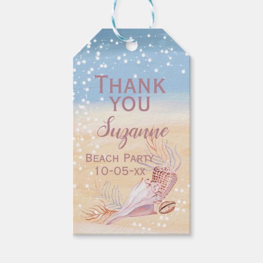Strand kust schelp dank je wel cadeautje cadeaulabel (Voorkant)