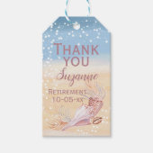 Strand kust schelp pensioenfeest cadeautje cadeaulabel (Voorkant)