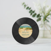 Strand kust vinyl muziekrecord bruiloft kaart (Staand voorkant)