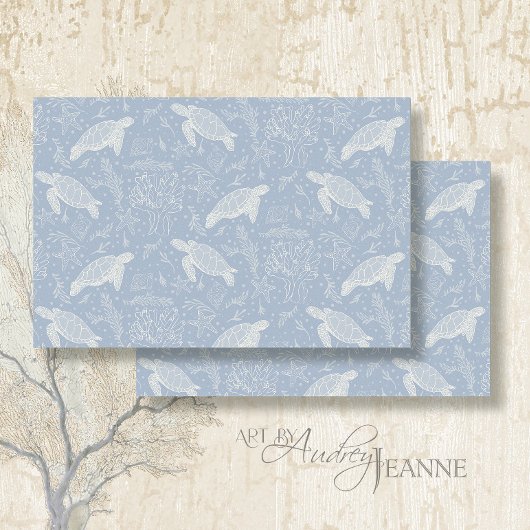 Strand Kust Zee Schildpad Zeester Blauw Decoupage Tissuepapier