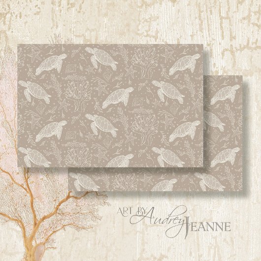 Strand Kust Zee Schildpad Zeester Tan Decoupage Tissuepapier