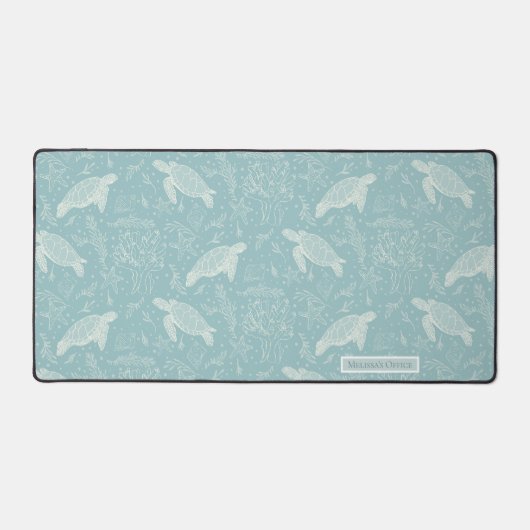 Strand Kust Zee Schildpadden Koraal lijn Art Aqua  Bureaumat (Voorkant)
