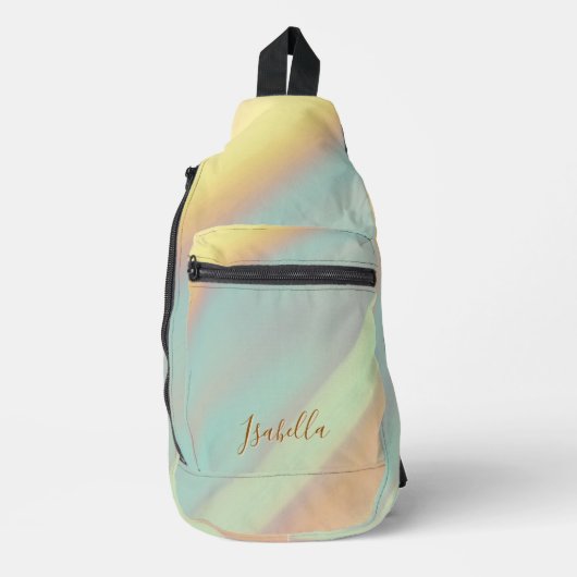 Strand Kust Zeeschelp Patroon Aangepaste Naam Sling Bag (Voorkant)
