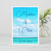 Strand Kust Zomer Bestemming Bruiloft Kaart (Staand voorkant)
