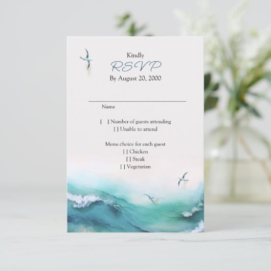 Strand Kustbestemming Bruiloft RSVP (Staand voorkant)