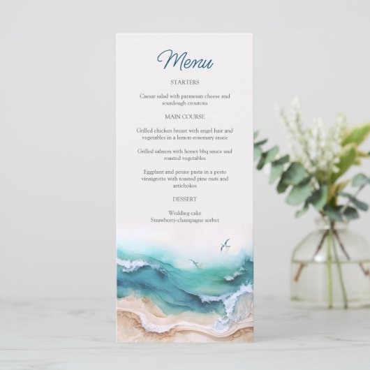 Strand Kustbruiloft Menu (Staand voorkant)