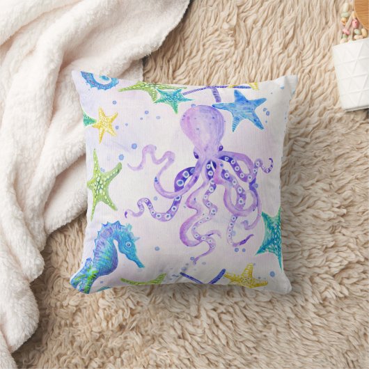 Strand Kustkust Zeekust Octopus Zeepaardzeesterren Kussen (Deken)