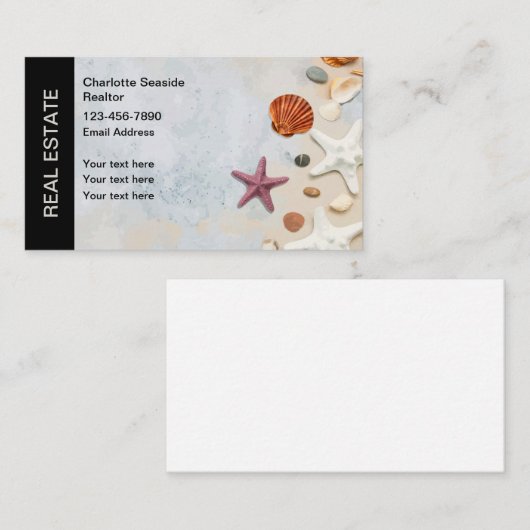 Strand Kustmakelaar onroerend goed Visitekaartjes (Voorkant / Achterkant)
