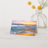 Strand Kustoceaan Zonsondergang Golven Bruiloft Plaatskaartje (Achterkant)
