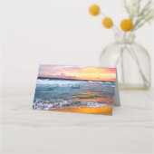 Strand Kustoceaan Zonsondergang Golven Bruiloft Plaatskaartje (Voorkant)