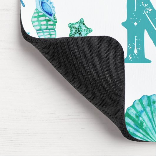 Strand Kustzee schelpen en zeesterren Waterverf Muismat (Hoek)