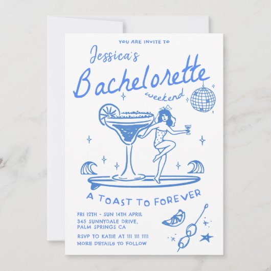 Strand Laatste Toast Funky Bachelorette Weekend Kaart (Voorkant)