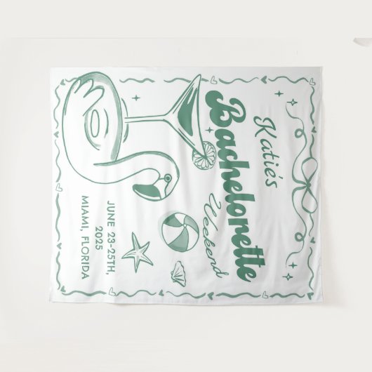 Strand Laatste Toast Groene Meidenavakantie Wandkleed (Voorkant (horizontaal))