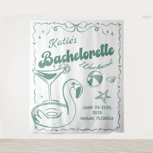 Strand Laatste Toast Groene Meidenavakantie Wandkleed (Voorkant)