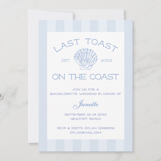 Strand Laatste toast op de kust Bachelorette Weeke Kaart (Voorkant)