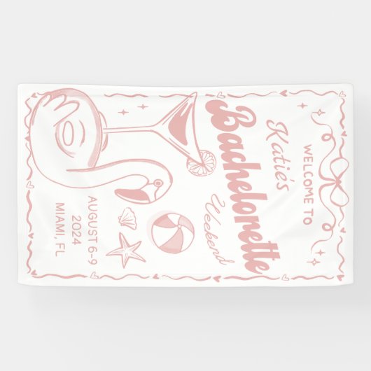Strand Laatste Toast Roze Bachelorette Weekend Ban Spandoek (Horizontaal)