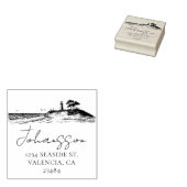Strand Landschap Elegant Retouradres Rubberstempel (Gestempeld)