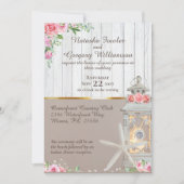 Strand lantaarn zeester bruiloft uitnodiging (Voorkant)