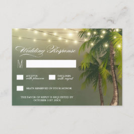 Strand Lichten Palmboom Tropische bruiloft RSVP Ka Kaartje